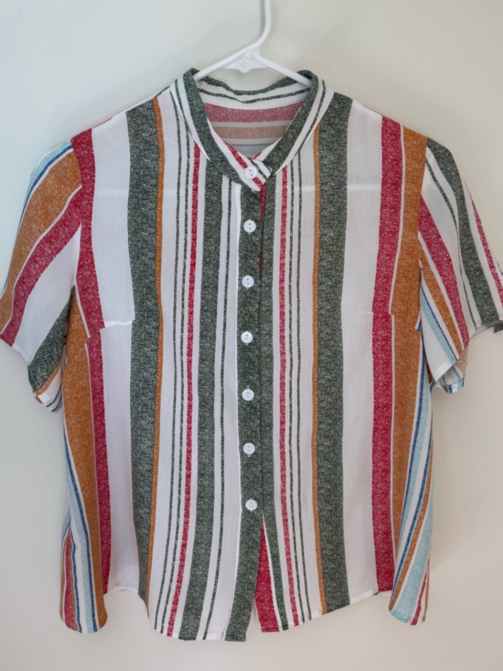 Multicolor Lightweight Striped Button Up Casual Shirt